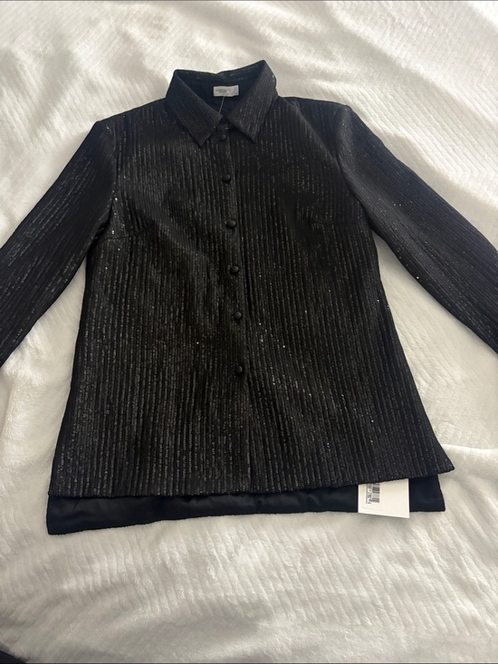 Rosetta Getty Jackets & Blazers - Rosetta Getty Black Textured Shimmer Button-Up Blazer